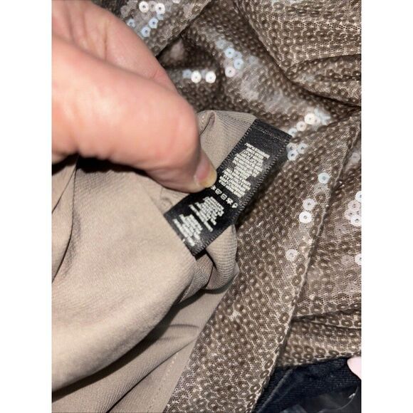 KHY Sequin Maxi Dress Champagne XS Kylie Jenner Long Sleeve Low Back Lined - Picture 13 of 16